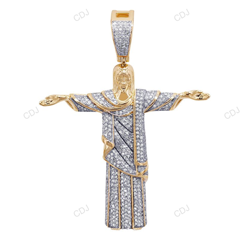 Brazilian Yellow Gold lab Grown Diamond Pendant hip hop jewelry CustomDiamJewel