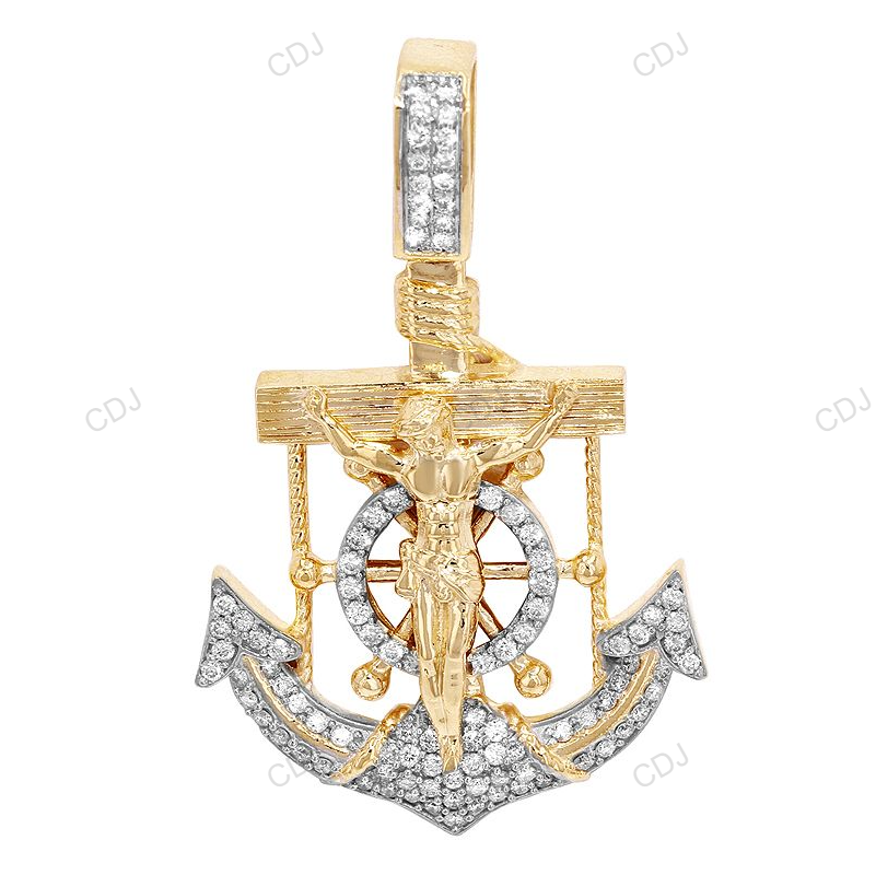 Anchor Lab Grown Diamond Tow-Tone Jesus Pendant hip hop jewelry CustomDiamJewel