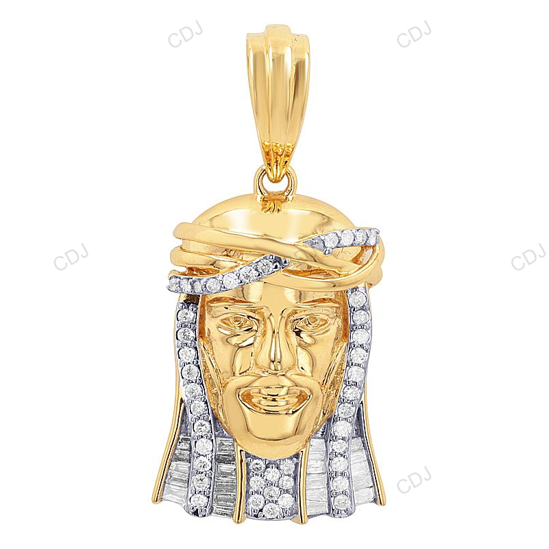 10K Yellow Gold CVD Jesus Head Diamond Pendant hip hop jewelry CustomDiamJewel