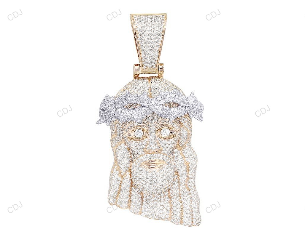 Iced Out 10K Solid Gold Lab Grown Diamond Jesus Pendant hip hop jewelry CustomDiamJewel