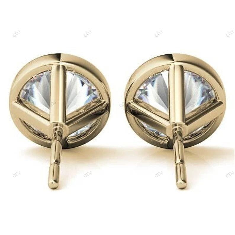Yellow Gold Bezel Set Lab Grown Diamond Earrings customdiamjewel