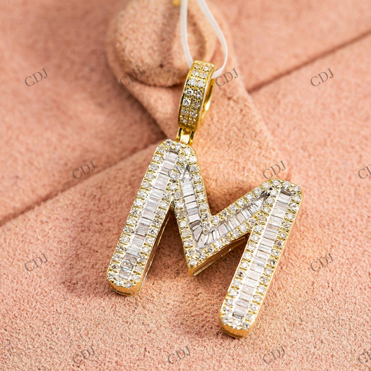 Custom Initial M 925 Silver Moissanite Pendant Hip Hop Pendent customdiamjewel