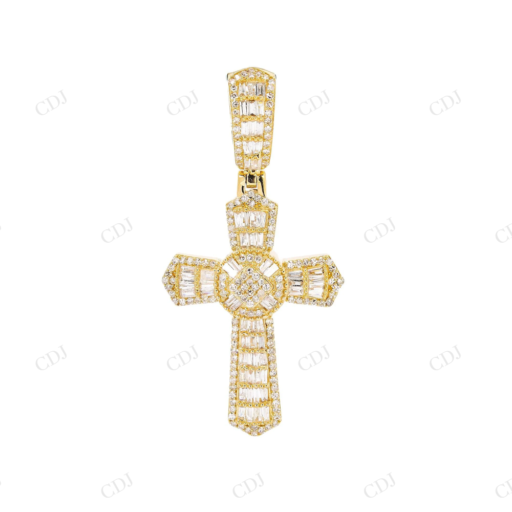 Baguette Cut Moissanite Iced Out Cross 925 Silver Pendant Hip Hop Pendent customdiamjewel