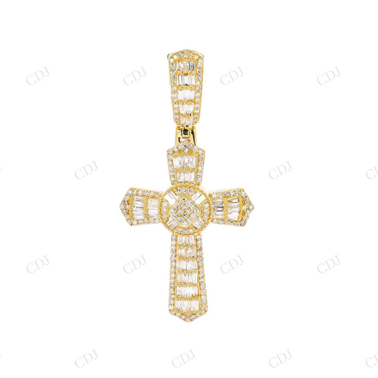 Baguette Cut Moissanite Iced Out Cross 925 Silver Pendant Hip Hop Pendent customdiamjewel