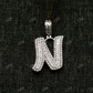Baguette Moissanite Initial N 925 Silver Pendant Hip Hop Pendent customdiamjewel
