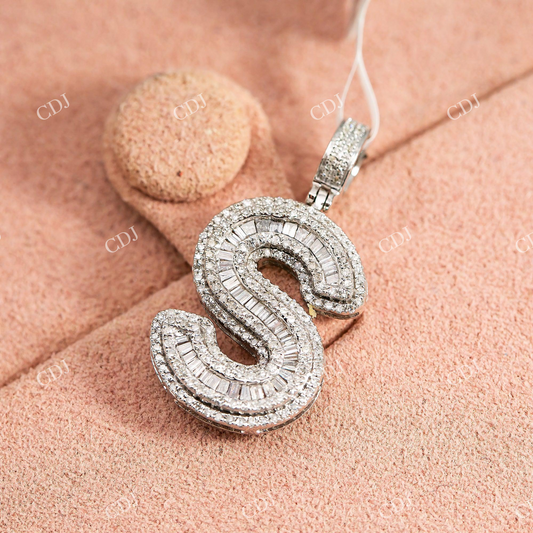 925 Silver Moissanite Initial “S” Pendant Hip Hop Pendent customdiamjewel