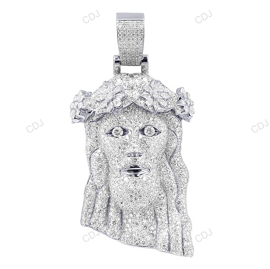 White Gold Iced Out Lab Grown Diamond Jesus Pendant hip hop jewelry CustomDiamJewel