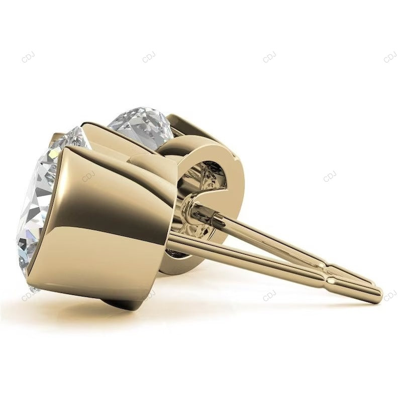 White Half Bezel Set Lab Grown Diamond Earrings