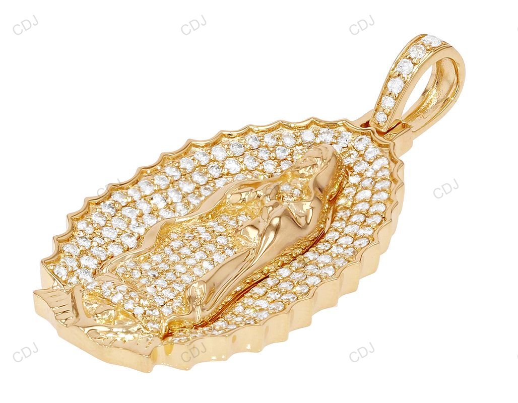 Virgin Mary Yellow Gold CVD Diamond Hip Hop Pendant hip hop jewelry CustomDiamJewel