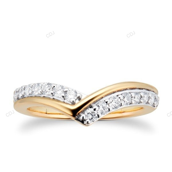 Two Tone Lab Grown Diamond Wedding Band For Women