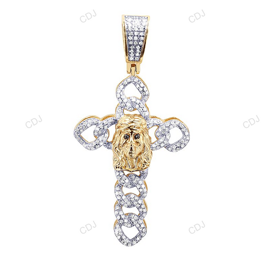 Two-Tone Lab Grown Diamond Jesus Head Cuban Style Pendant hip hop jewelry CustomDiamJewel