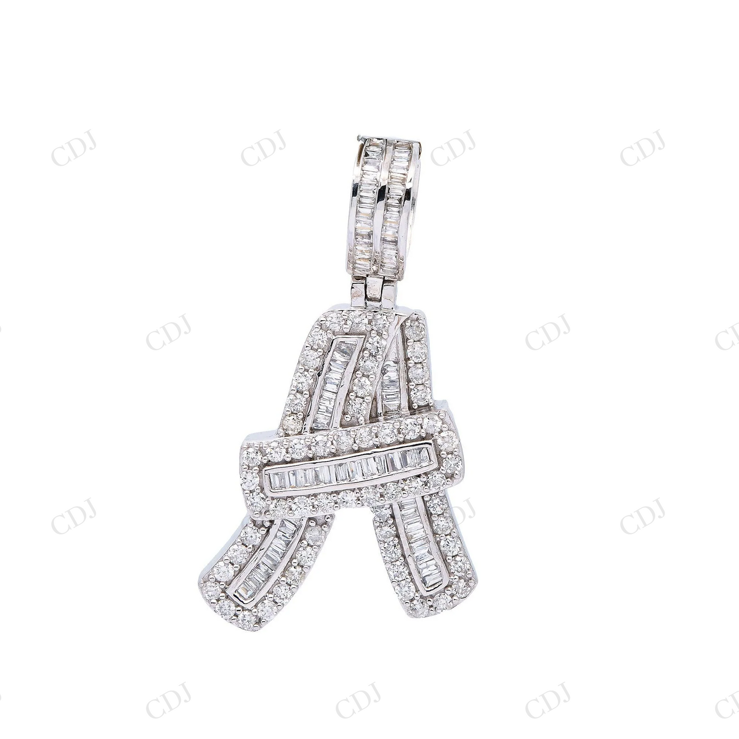 1.75" Customized A Letter Moissanite Bagutte 925 Silver Pendant Hip Hop Pendent customdiamjewel