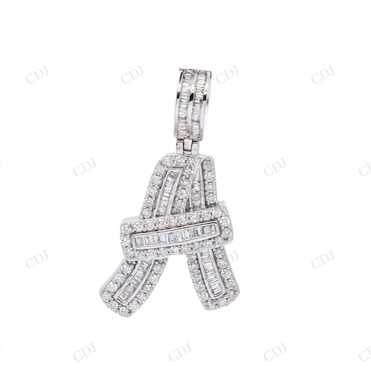1.75" Customized A Letter Moissanite Bagutte 925 Silver Pendant Hip Hop Pendent customdiamjewel