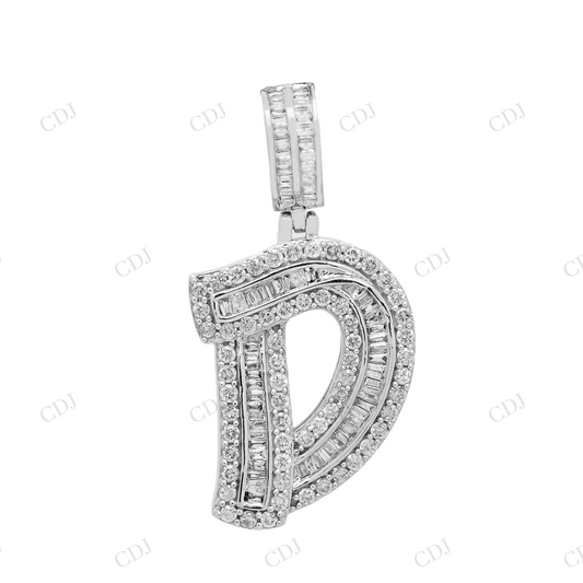 Moissanite Baguette Iced Out 925 Sterling Silver D Letter Pendant Hip Hop Pendent customdiamjewel