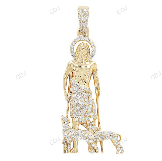 Saint Lazarus Lab Grown Diamond Yellow Gold Designer Pendant hip hop jewelry CustomDiamJewel