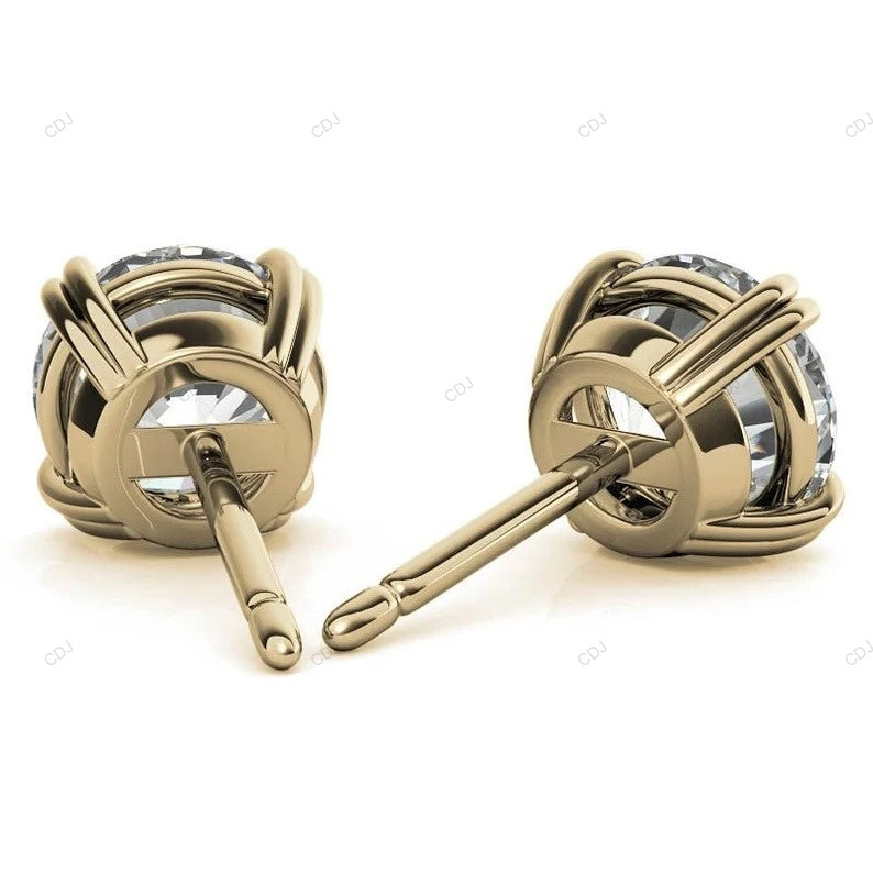 Double Prong Yellow Gold Lab Grown Diamond Earrings