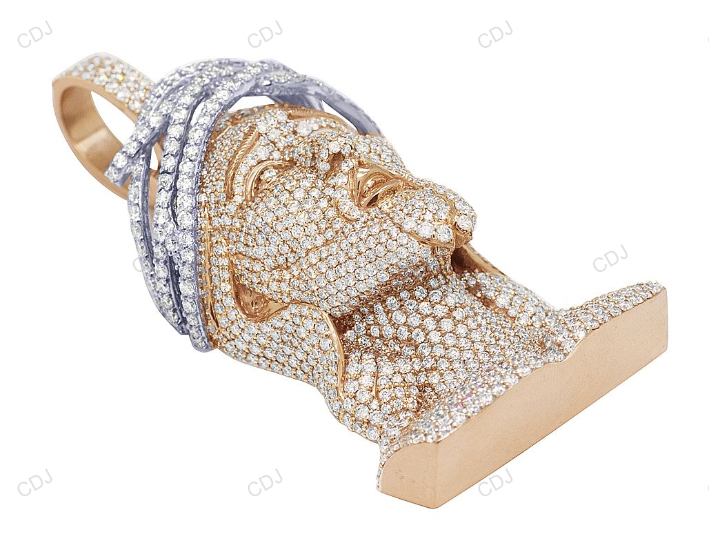 Two-Tone Gold Lab Grown Diamond Iced Out Jesus Pendant hip hop jewelry CustomDiamJewel
