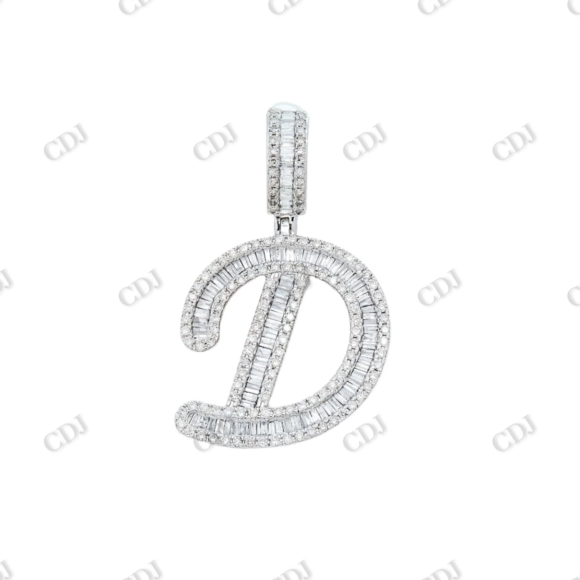 1" 925 Sterling Silver Baguette Cut Moissanite Luxury Initial D Pendant Hip Hop Pendent customdiamjewel