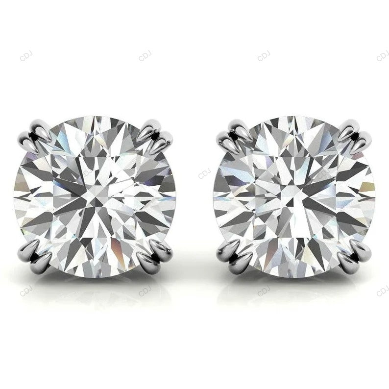 Double Prong Yellow Gold Lab Grown Diamond Earrings