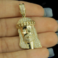 Lab Grown Diamond Yellow Gold Jesus Cuban Link Crown Pendant hip hop jewelry CustomDiamJewel