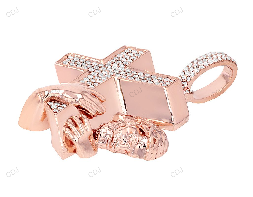 Jesus Carrying Lab Grown Diamond Gold Hip Hop Pendant hip hop jewelry CustomDiamJewel