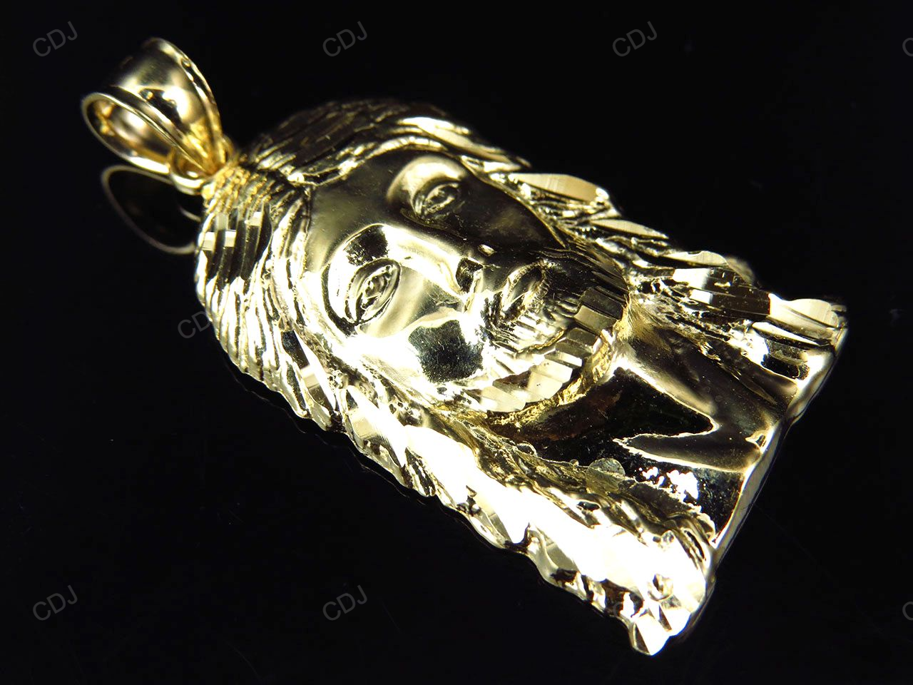 1.5 inch Yellow Gold Plain Jesus Pendant hip hop jewelry CustomDiamJewel