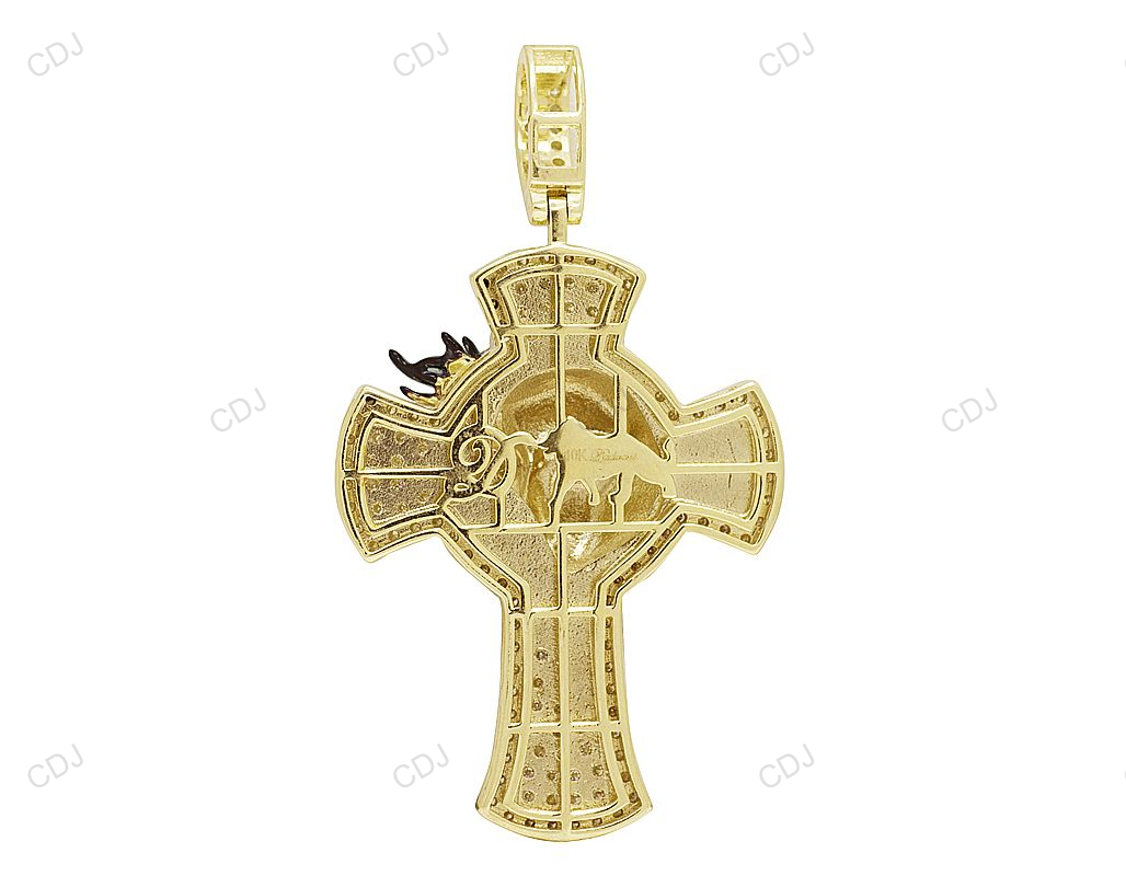Yellow Gold Enamel Jesus Lab Created Diamond Pendant hip hop jewelry CustomDiamJewel