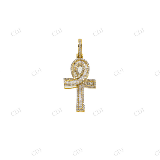 0.72CTW Sterling Silver Baguette and Round Diamond Moissanite Cross Pendant Hip Hop Pendent customdiamjewel