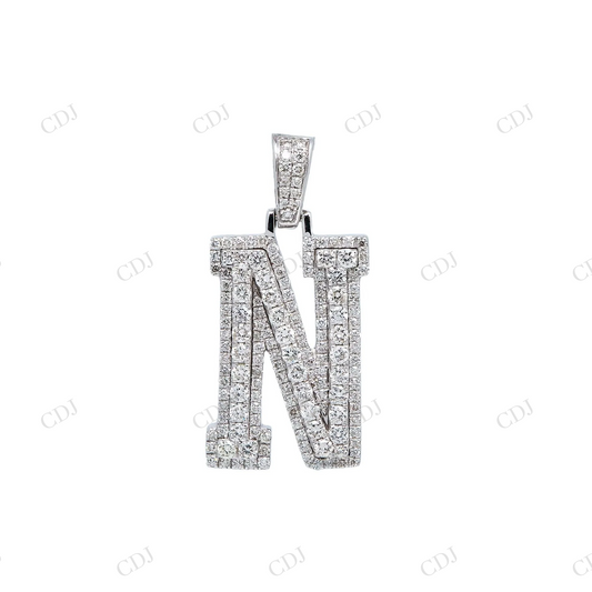 Customized N Initial moissanite 925 Sterling silver Pendant Hip Hop Pendent customdiamjewel