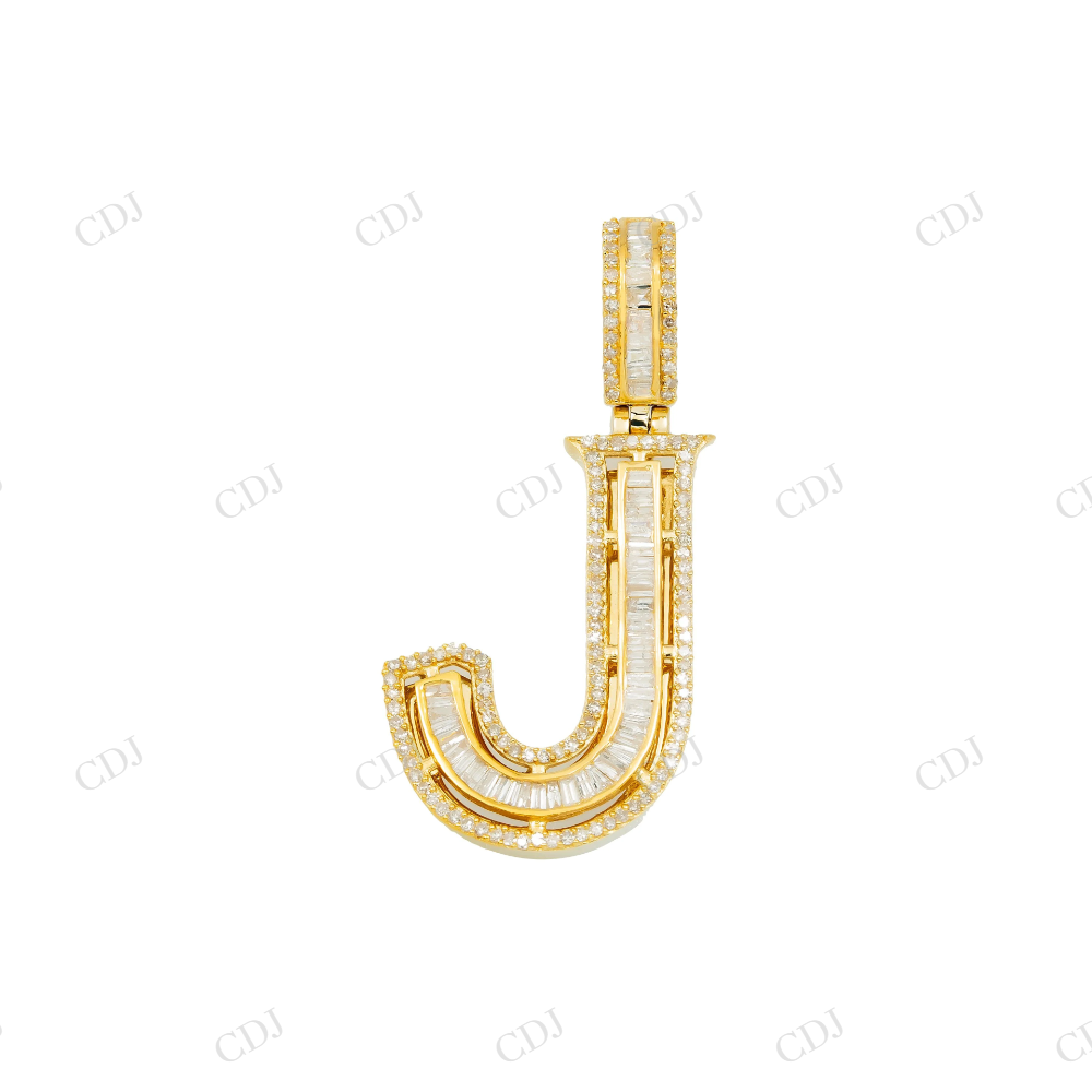 Custom Iced Out Initial Charm Silver Moissanite 'J' Letter Pendant Hip Hop Pendent customdiamjewel