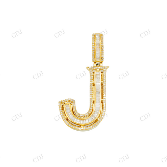 Custom Iced Out Initial Charm Silver Moissanite 'J' Letter Pendant Hip Hop Pendent customdiamjewel