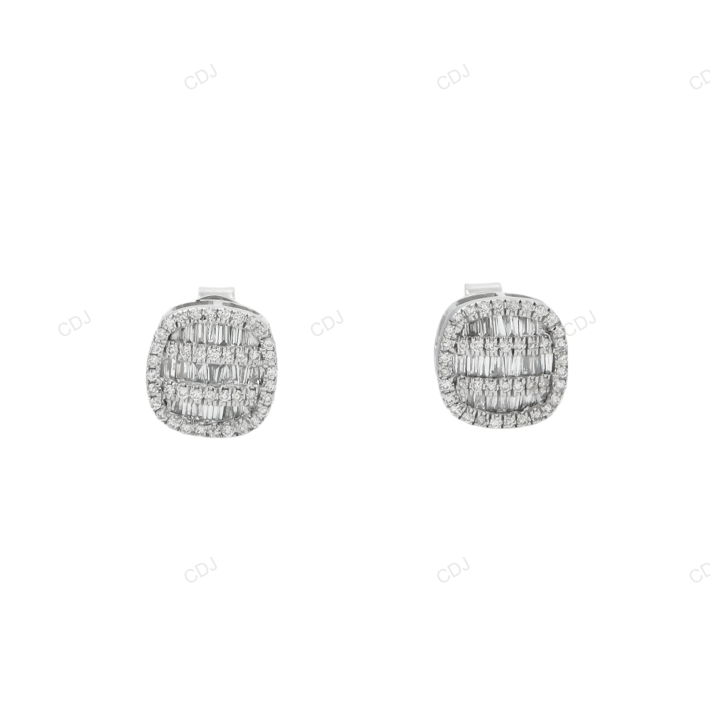 Gold Cluster Baguette Lab Grown Diamond Stud Earrings