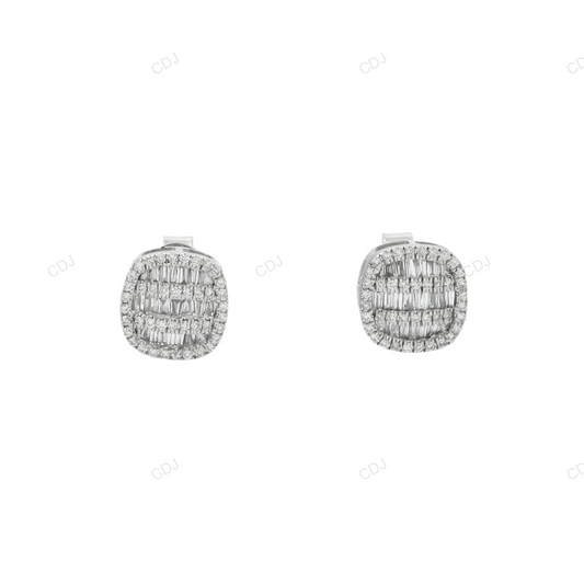 Gold Cluster Baguette Lab Grown Diamond Stud Earrings hip hop jewelry customdiamjewel