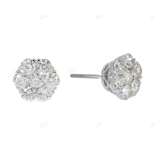 Flower Cluster Lab Grown Diamond Gold Earrings hip hop jewelry customdiamjewel