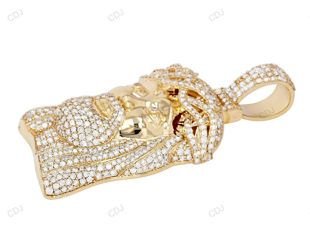 Crowned Jesus Head Lab Grown Diamond Gold Customize Pendant hip hop jewelry CustomDiamJewel