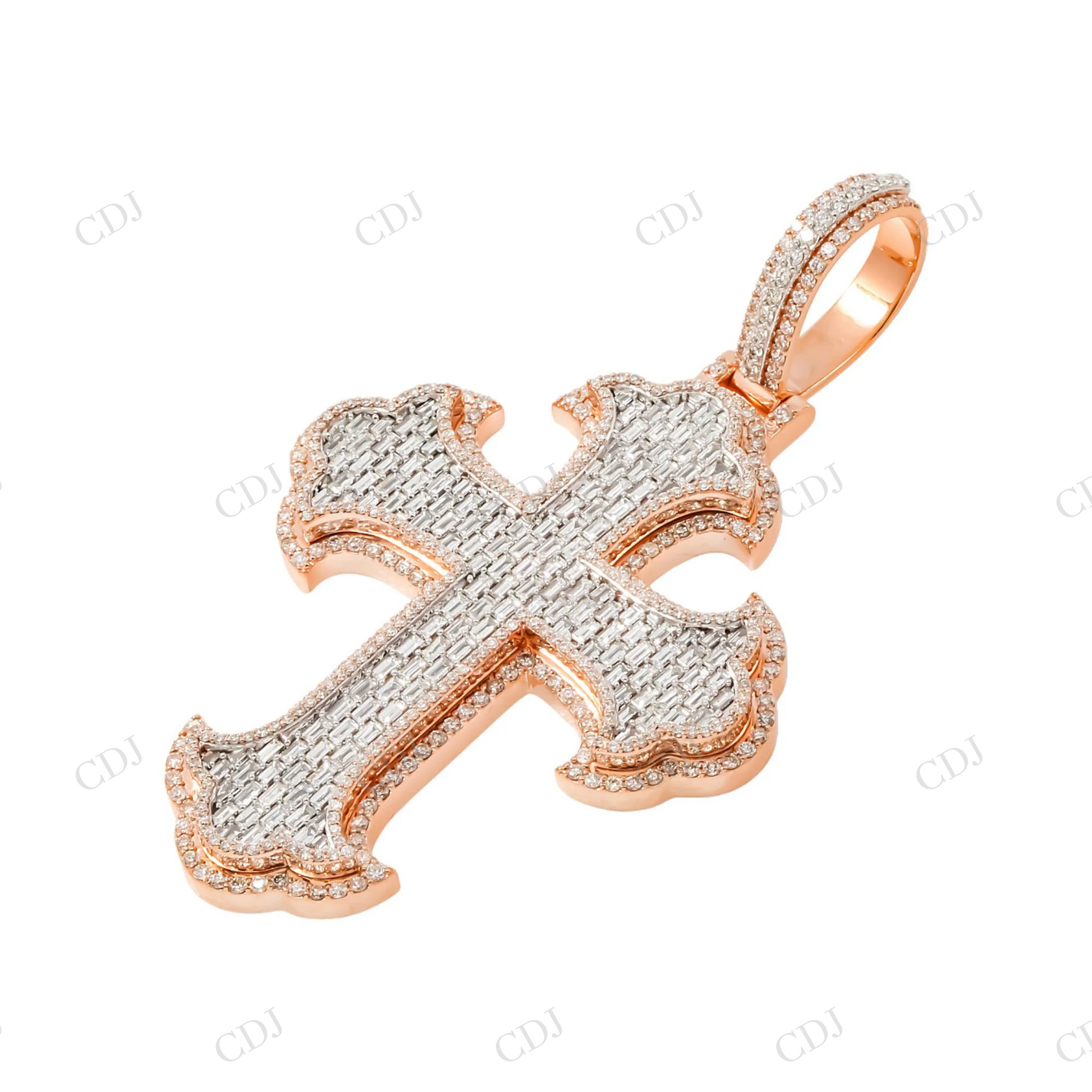 925 Silver Moissanite Baguette Cross Pendant Hip Hop Pendent customdiamjewel