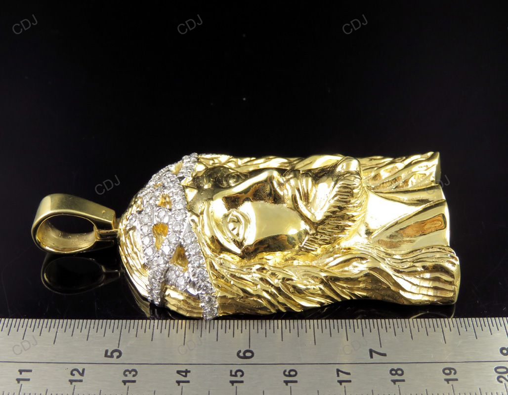 Men's Yellow Solid Gold Jesus CVD Diamond Hip Hop Pendant hip hop jewelry CustomDiamJewel