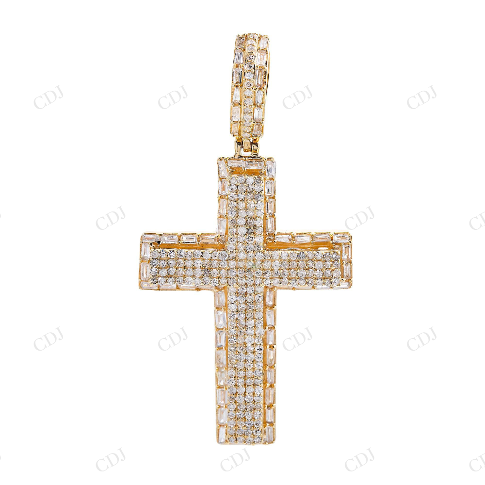 925 Sterling Silver Moissanite Custom Made Cross Pendant Hip Hop Pendent customdiamjewel