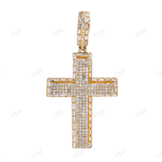 925 Sterling Silver Moissanite Custom Made Cross Pendant Hip Hop Pendent customdiamjewel