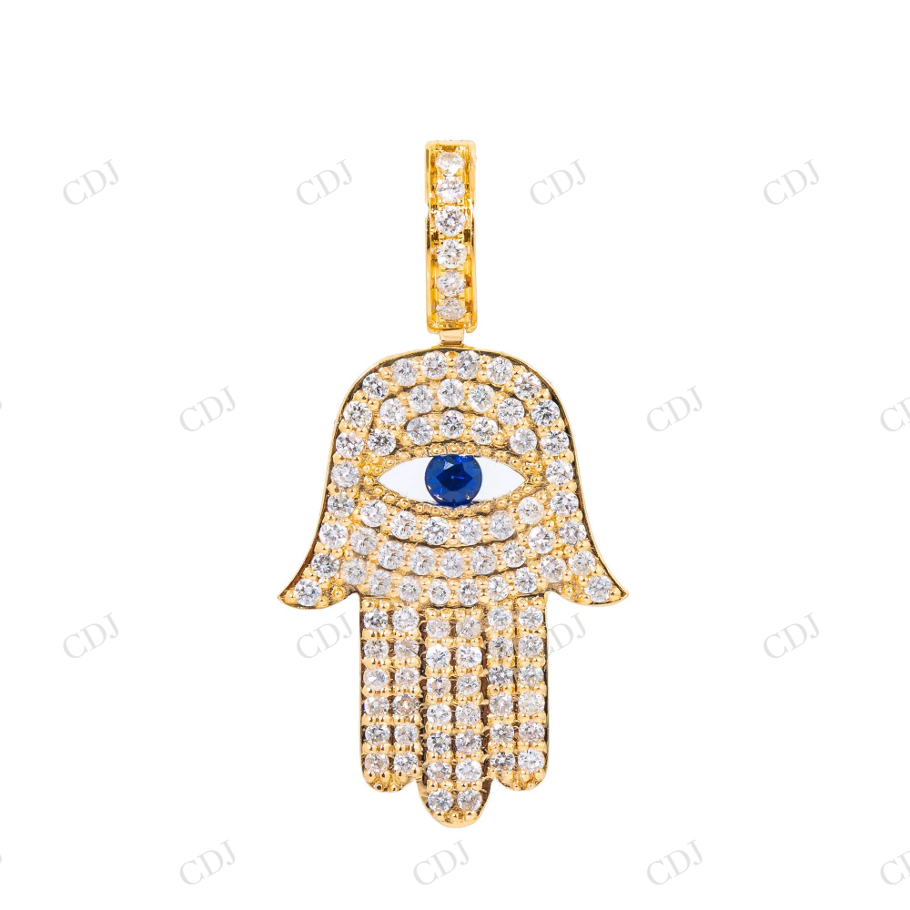 Iced Out Hamsa Hand Evil Eye 925 Silver Moissanite Pendant Hip Hop Pendent customdiamjewel