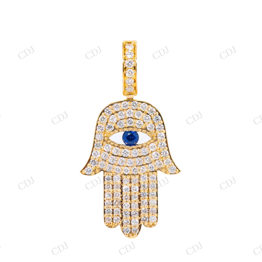 Iced Out Hamsa Hand Evil Eye 925 Silver Moissanite Pendant Hip Hop Pendent customdiamjewel