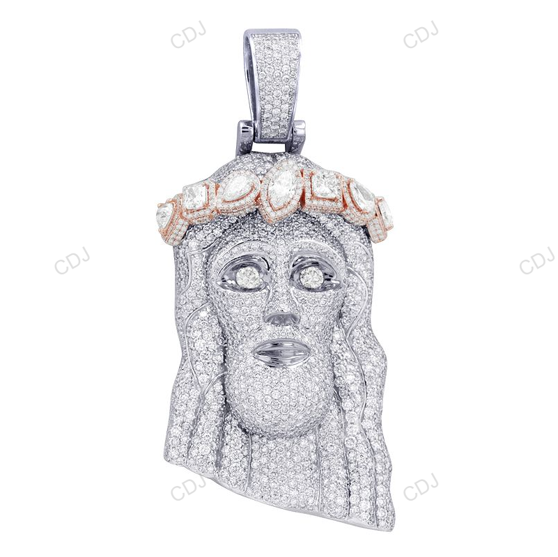 Two-Tone Lab Grown Diamond Iced Out Jesus Pendant hip hop jewelry CustomDiamJewel
