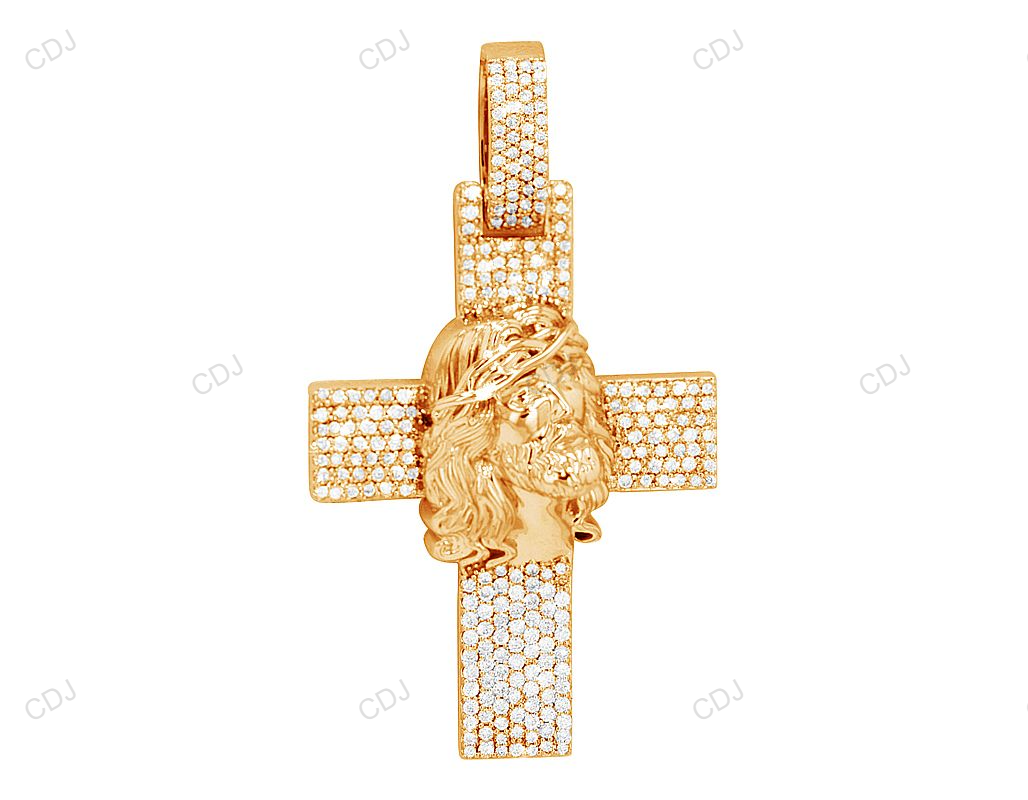 Jesus Cross Lab Grown Diamond Gold Handmade Pendant hip hop jewelry CustomDiamJewel
