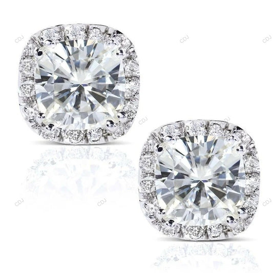 Halo Setting Lab Grown Diamond Stud Earrings customdiamjewel