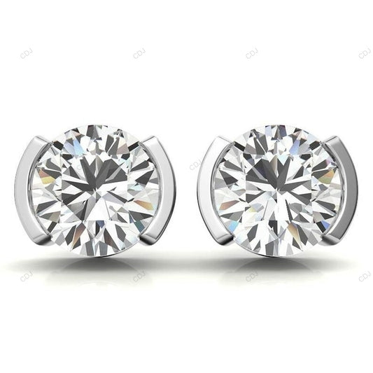 White Half Bezel Set Lab Grown Diamond Earrings customdiamjewel