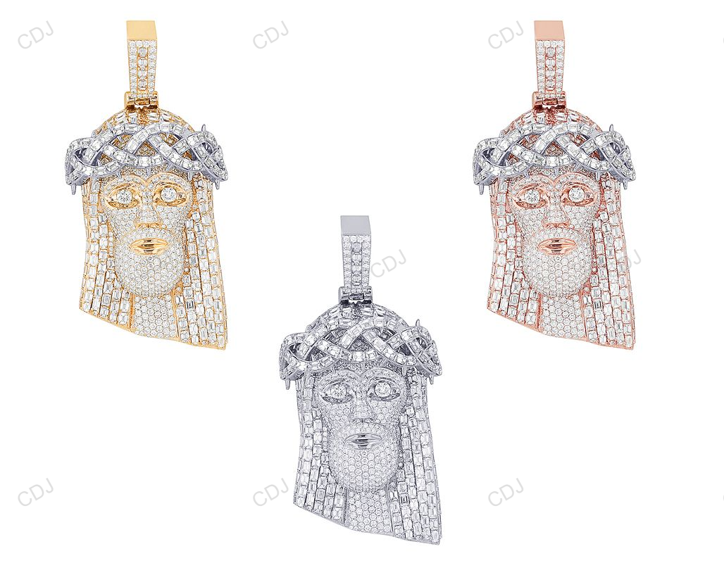Emerald Lab Grown Diamond Jesus Customize 10K Gold Pendant hip hop jewelry CustomDiamJewel
