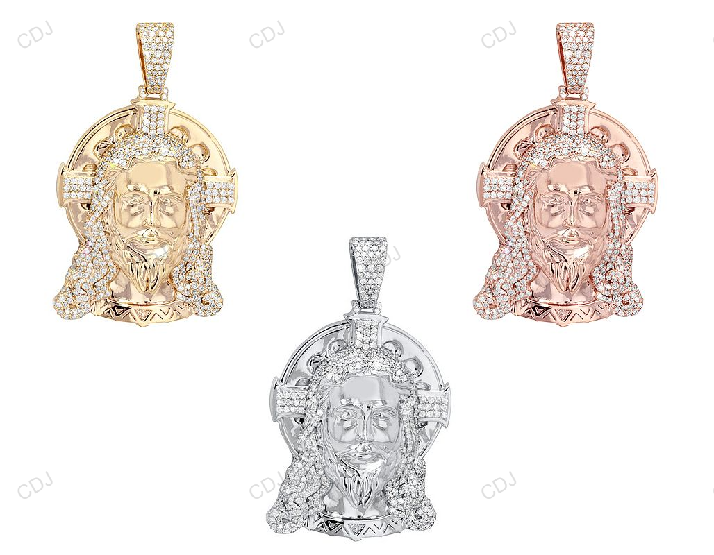 Halo Cross Jesus Lab Grown Diamond Gold Luxury Pendant hip hop jewelry CustomDiamJewel