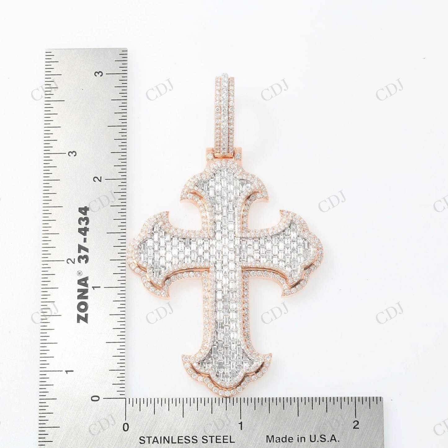 925 Silver Moissanite Baguette Cross Pendant Hip Hop Pendent customdiamjewel