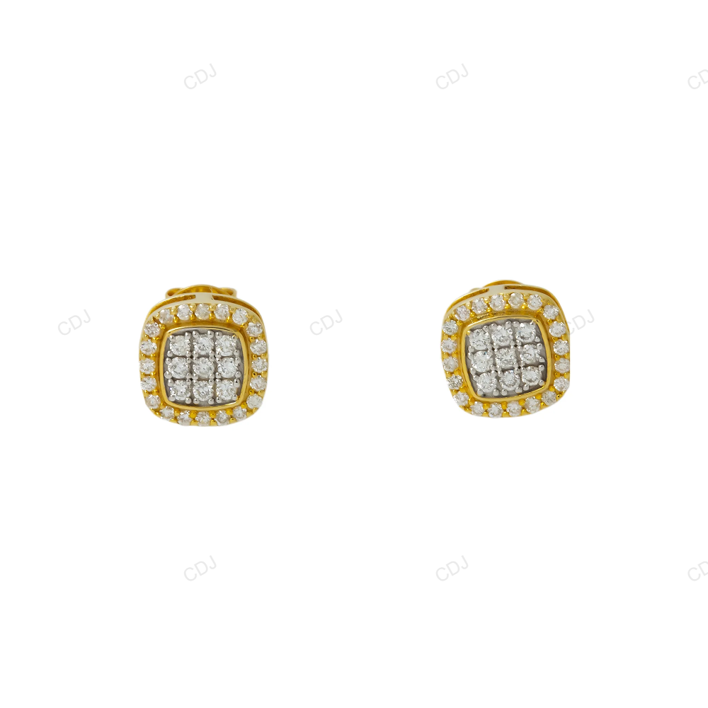 Yellow Gold Lab Grown Diamond Square Stud Earrings