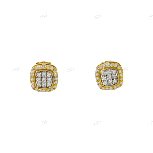 Yellow Gold Lab Grown Diamond Square Stud Earrings hip hop jewelry customdiamjewel
